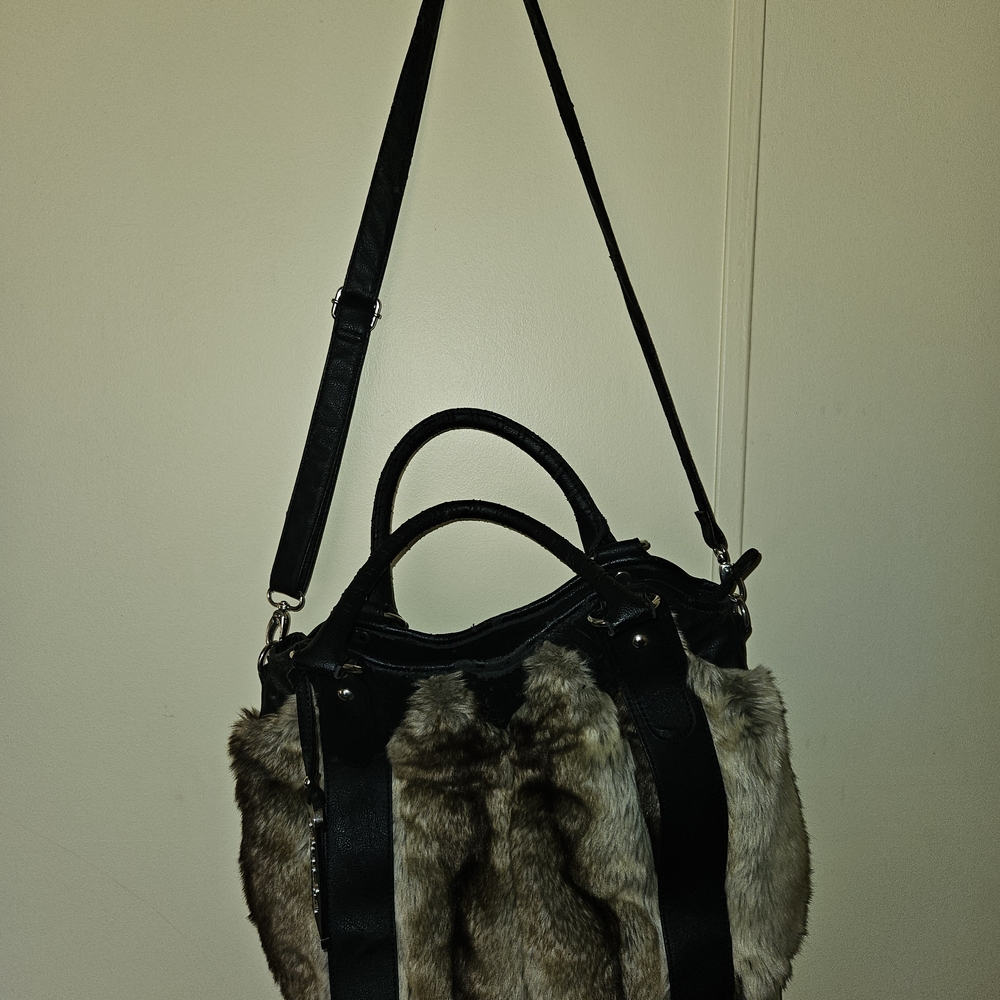 Chocolate Black and Brown Fur Shoulder Bag NWOT